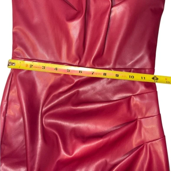 Nookie Leona Mini Dress Faux Leather Structured Bodice Strapless Red Small NWT - Picture 6 of 11